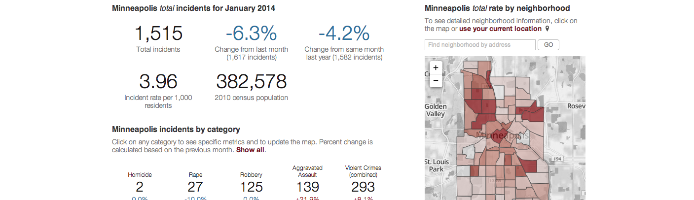 Screenshot of Minneapolis crime