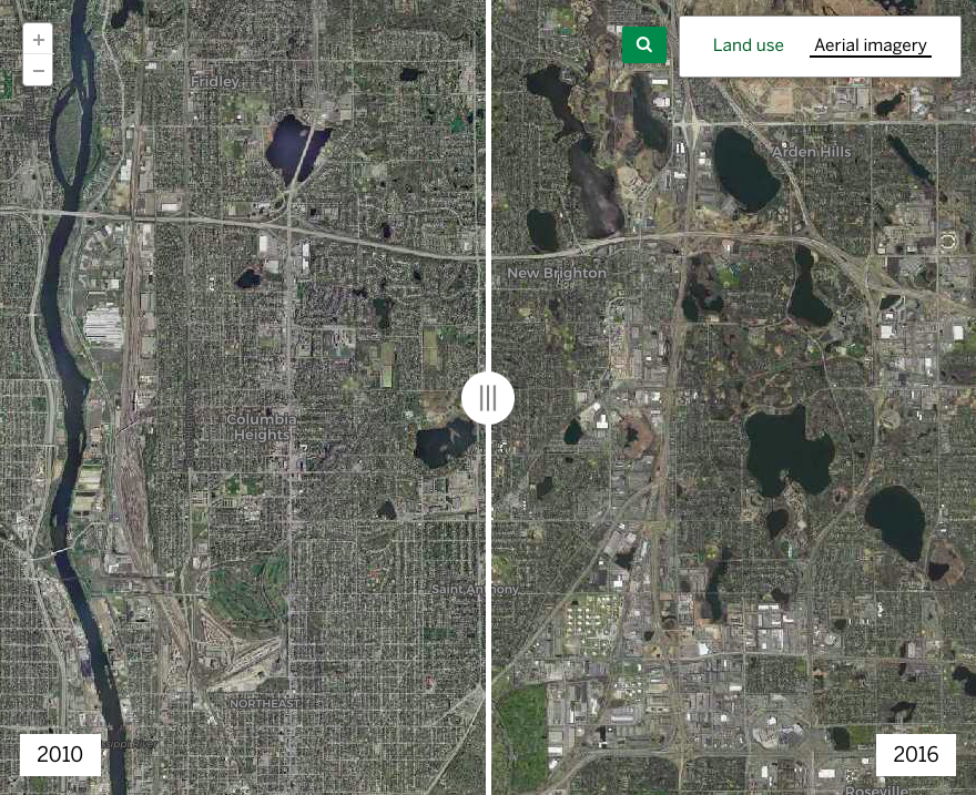 Screenshot of How land use has changed in the Twin Cities